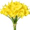 PU Pure Yellow Calla Lily Artificial Flowers 20 Stems 13.5in Faux (Pure Yellow) 8"D x 14"W x 6"H